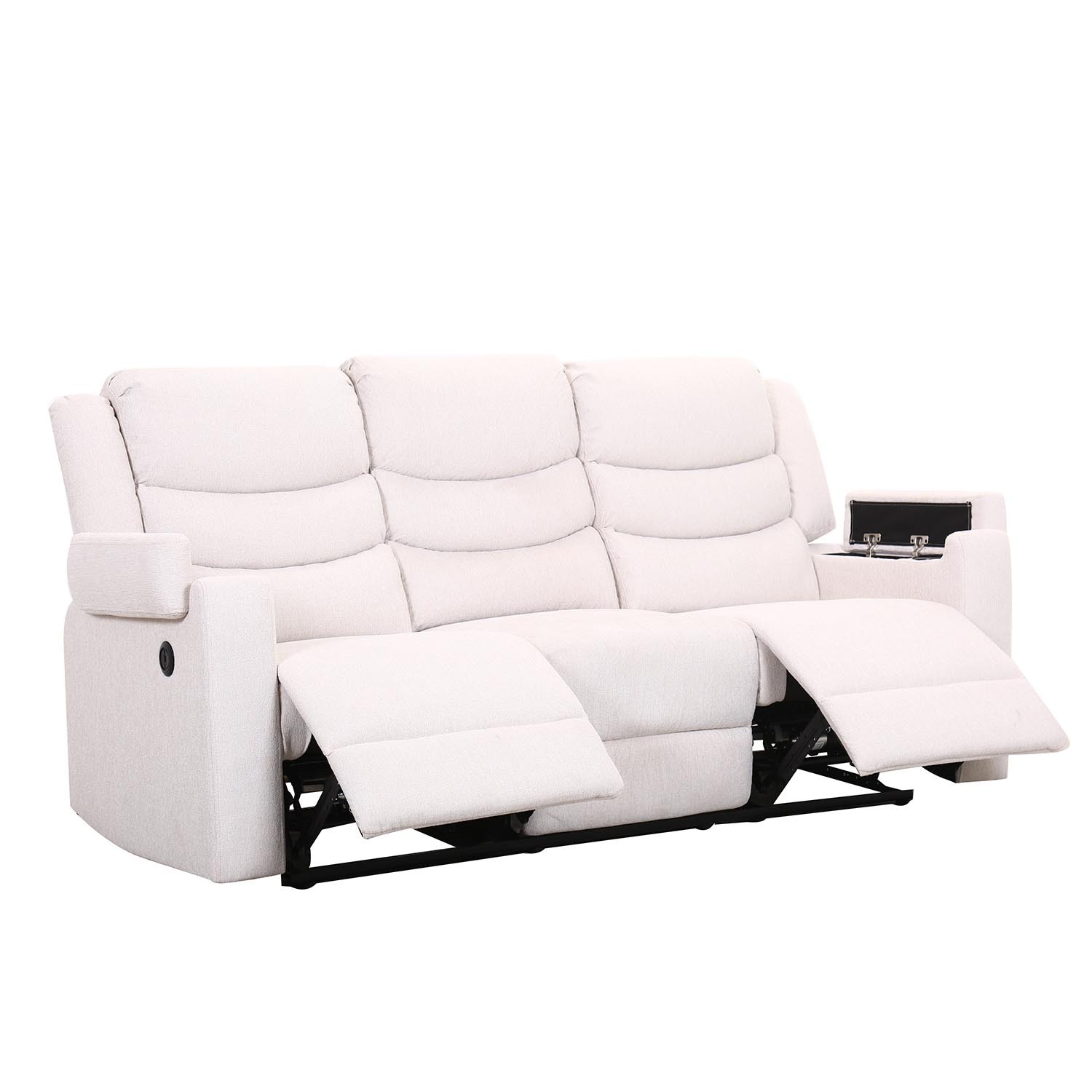 Heritage 3 Seater Ivory Manual Recliner Sofa Image 4