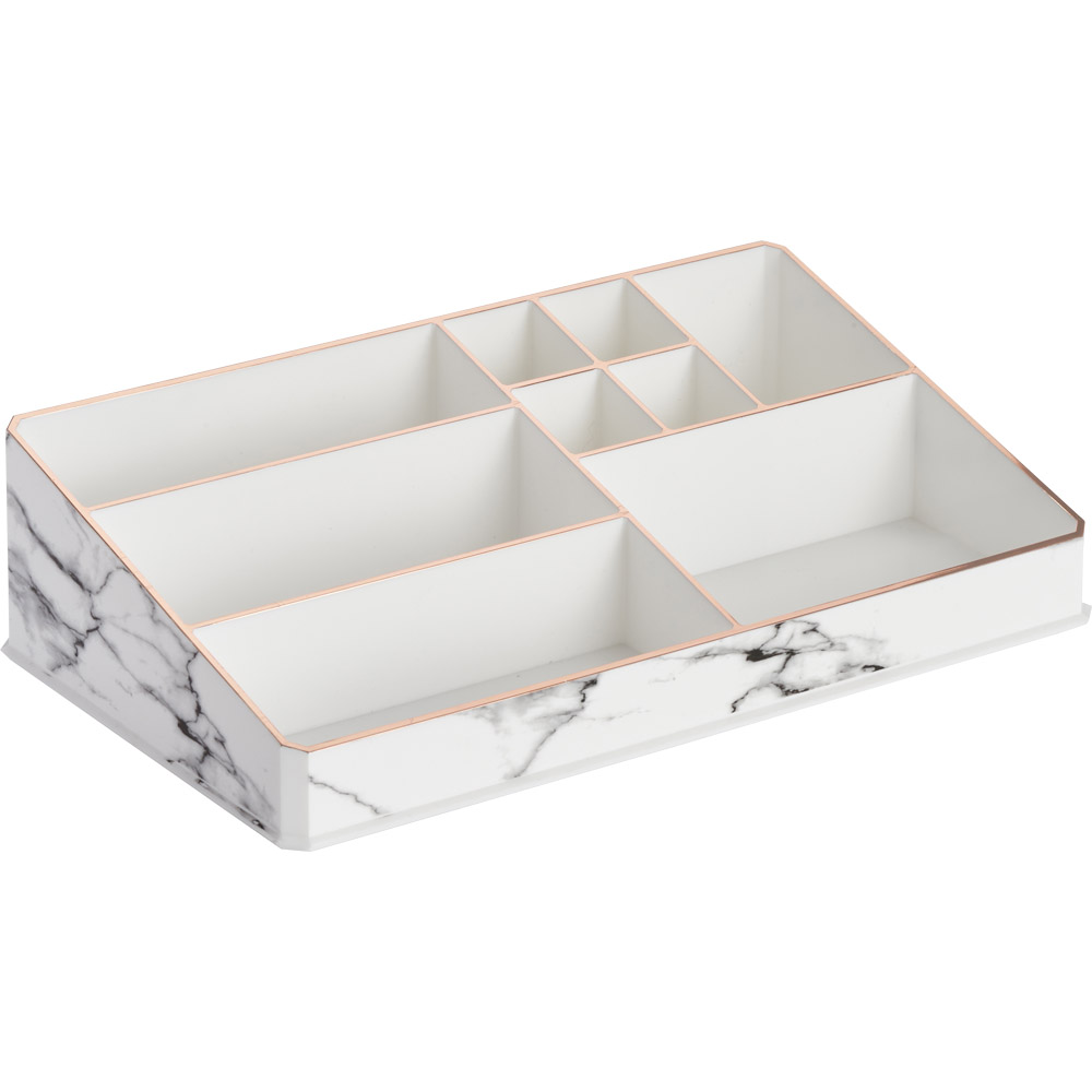 Wilko Marble & Rose Gold Cosmetic Tidy Image 1