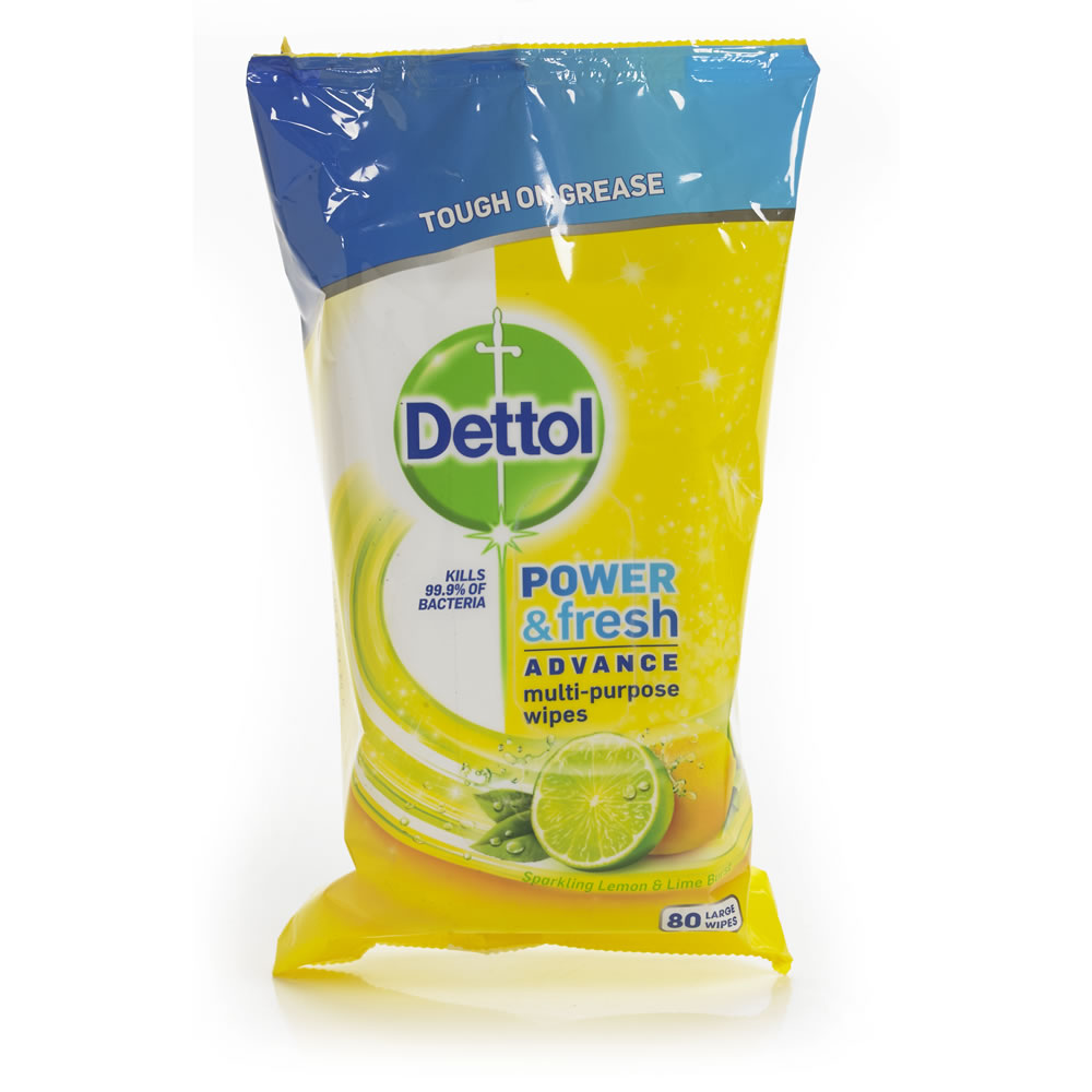 Dettol Power and Fresh Citrus Multi Purpose Wipes 80 pack Image