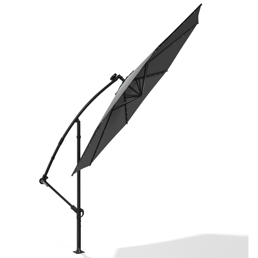 Living and Home Dark Grey LED Umbrella Parasol 2.6m Image 3