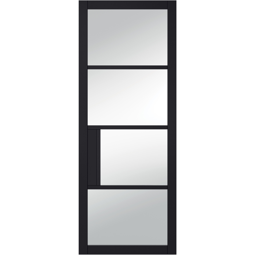 LPD Chelsea Black 4L Clear Glazed Internal Door 1981 x 762mm Image 1