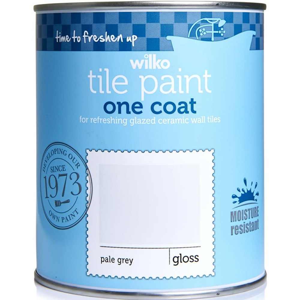 Wilko One Coat Pale Grey Tile Gloss Paint 750ml Image 2