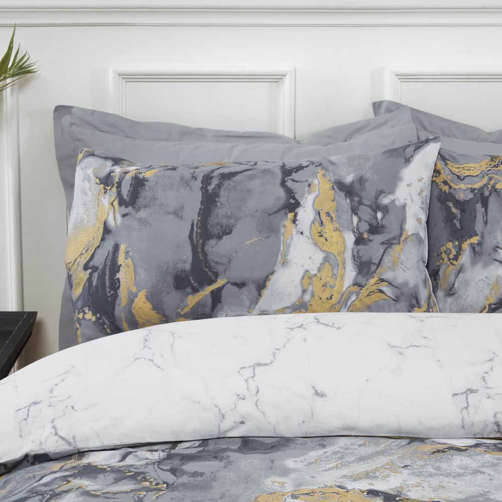 Sleepdown Marble Duvet Set Grey King Size Image 2