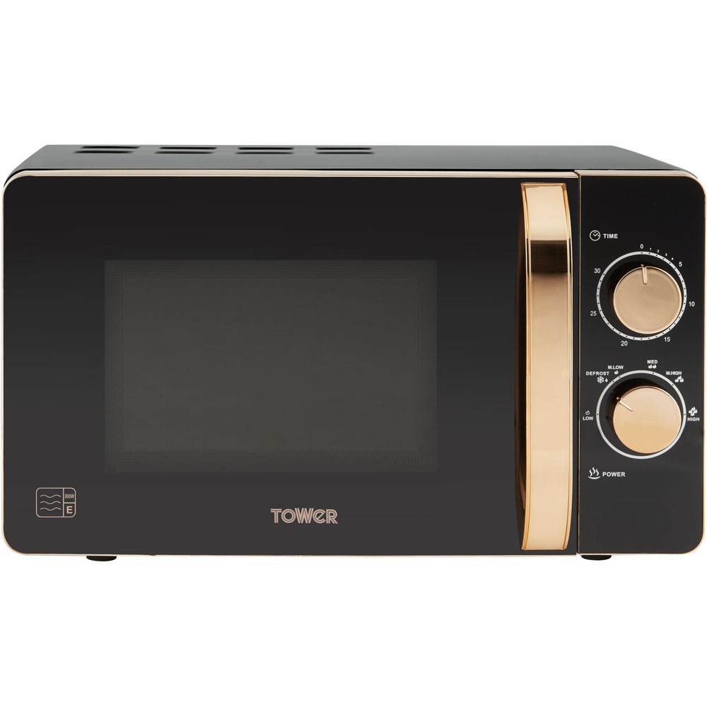 Tower T24020 Black & Rose Gold Effect 20L Manual Microwave 800W Image 1