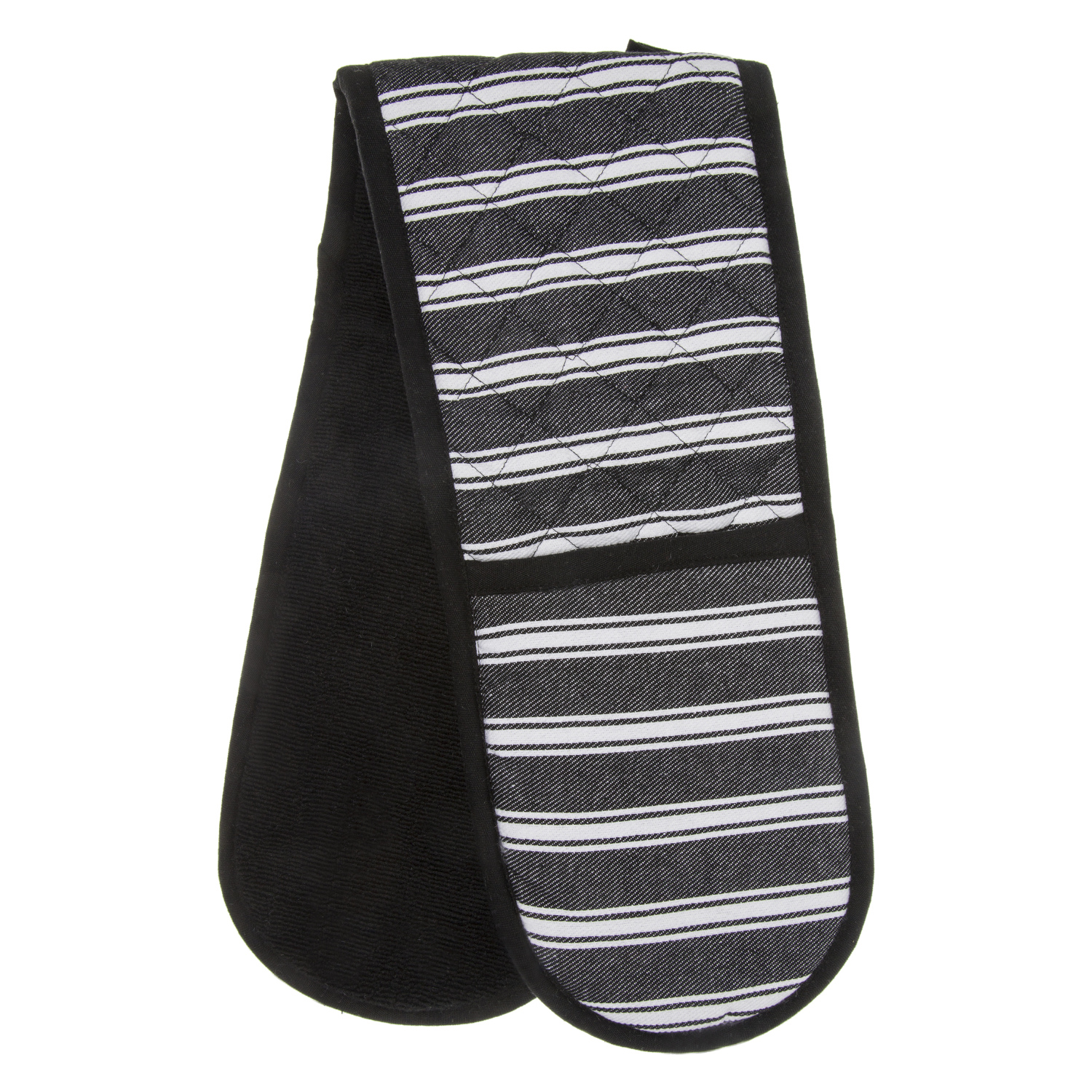 Luxury Stripes Double Oven Glove - Black Image