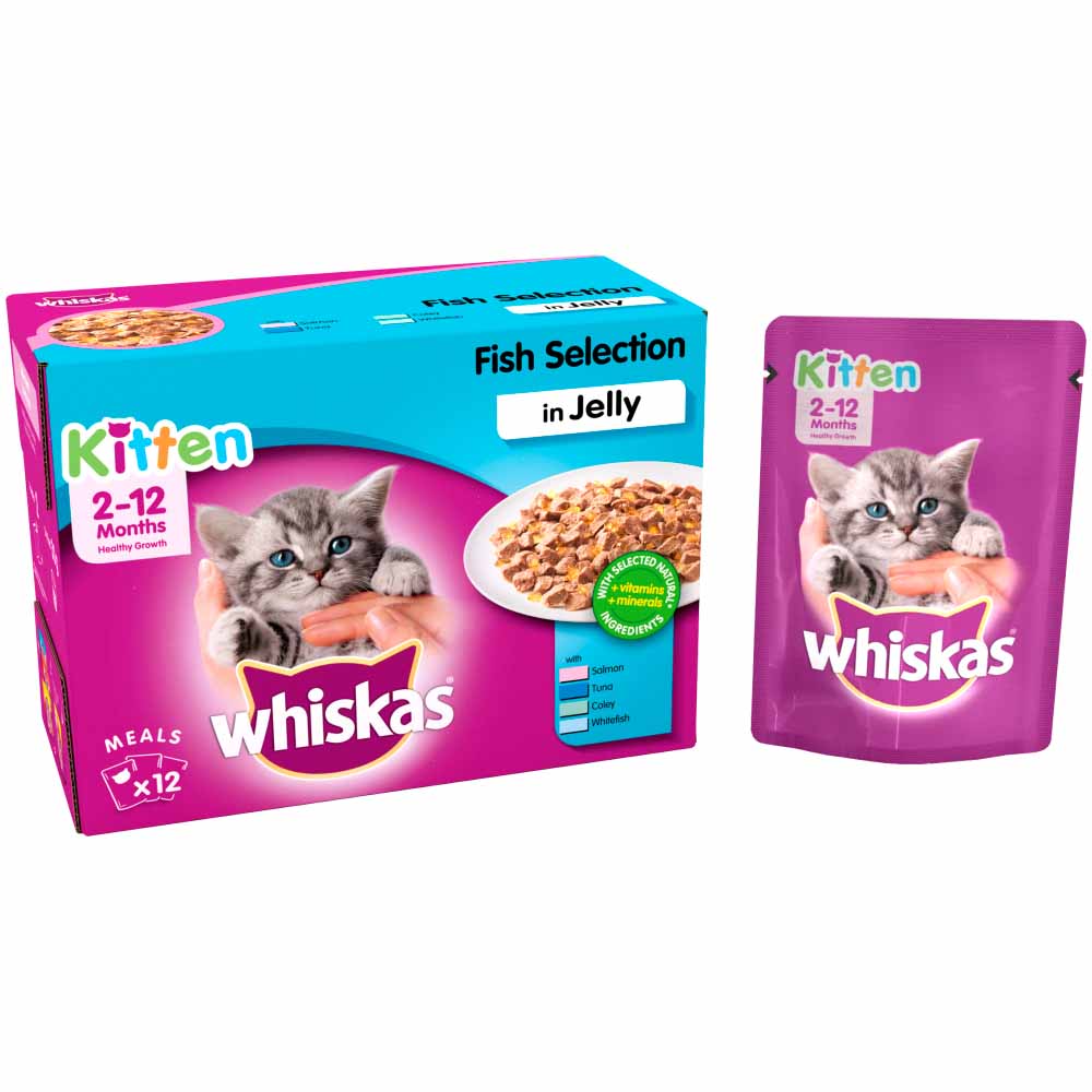 Whiskas Kitten 2-12 Months Fish Selection in Jelly Cat Food Pouches 12x100g Image 3