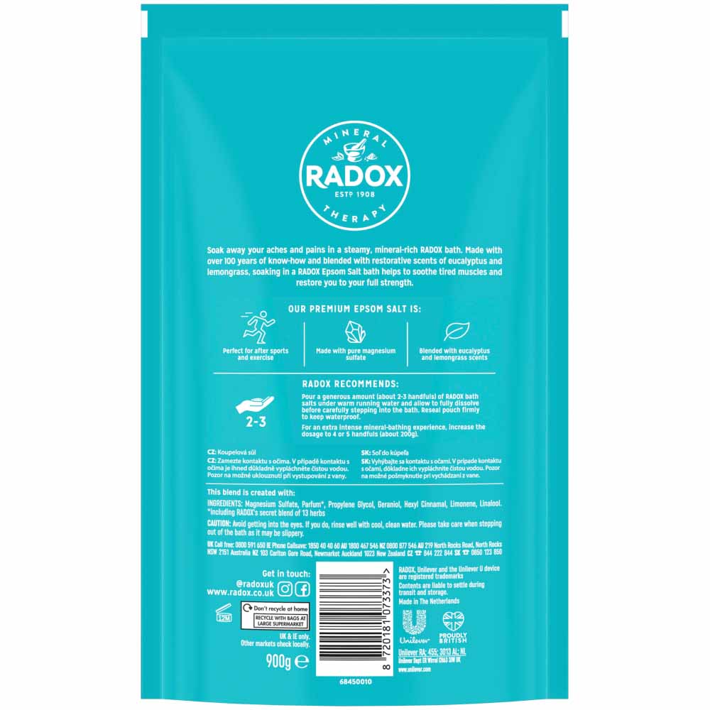 Radox Epsom Salt Bath Salts Muscle Restore 900g Image 3