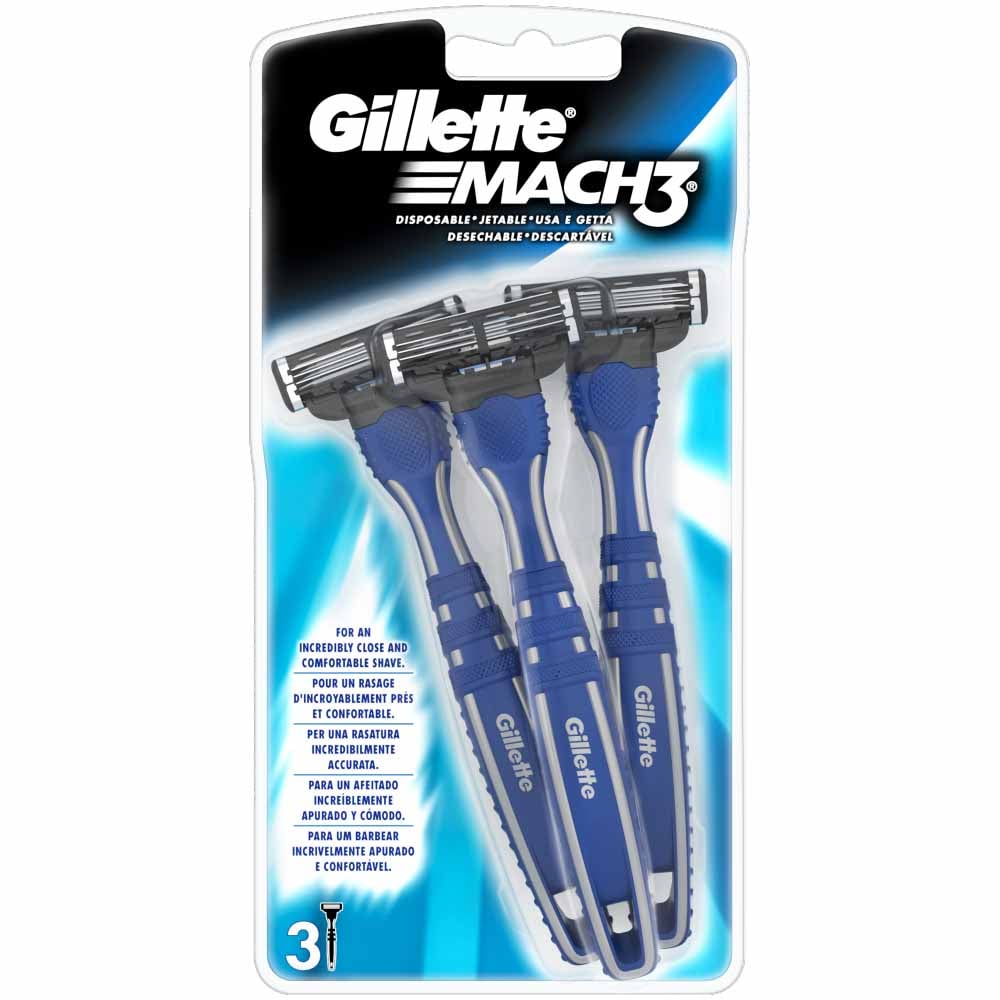 Gillette Mach 3 Men's Disposable Razor 3 pack Image 1