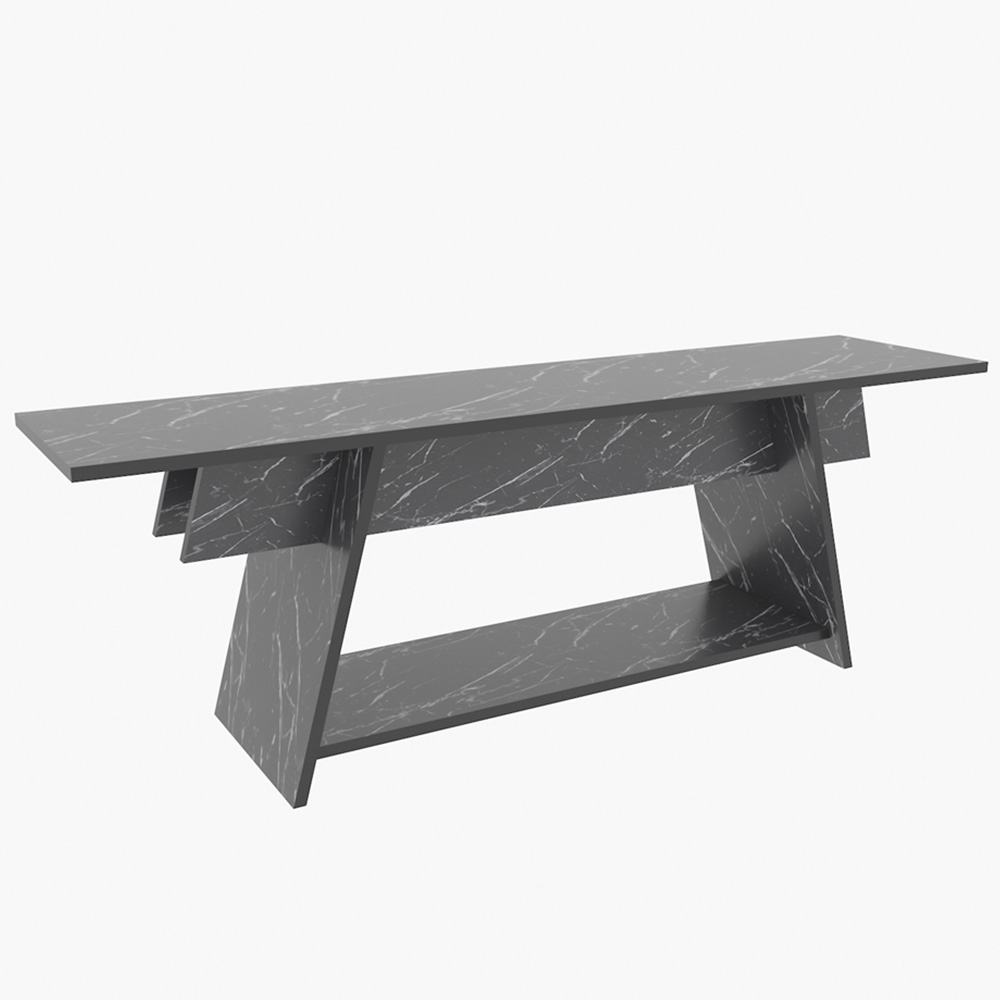 Decorotika Lanca Single Shelf Black Marble Effect TV Unit Image 2