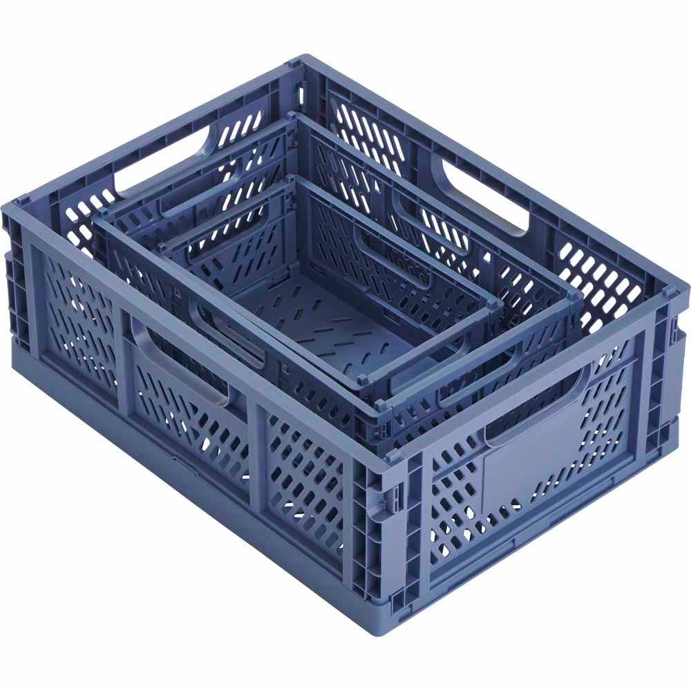 Wilko Blue Large Folding Crate Image 3