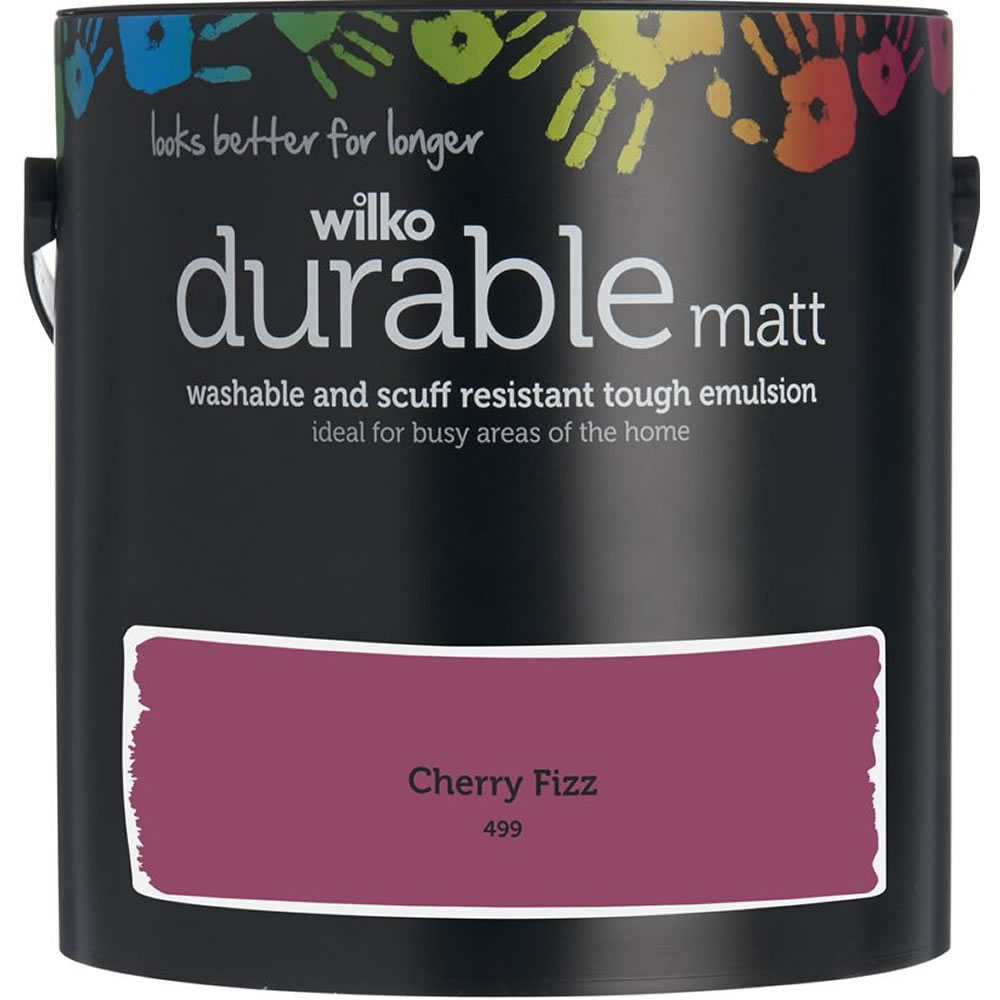 Wilko Durable Cherry Fizz Matt Emulsion Paint 2.5L Image 1