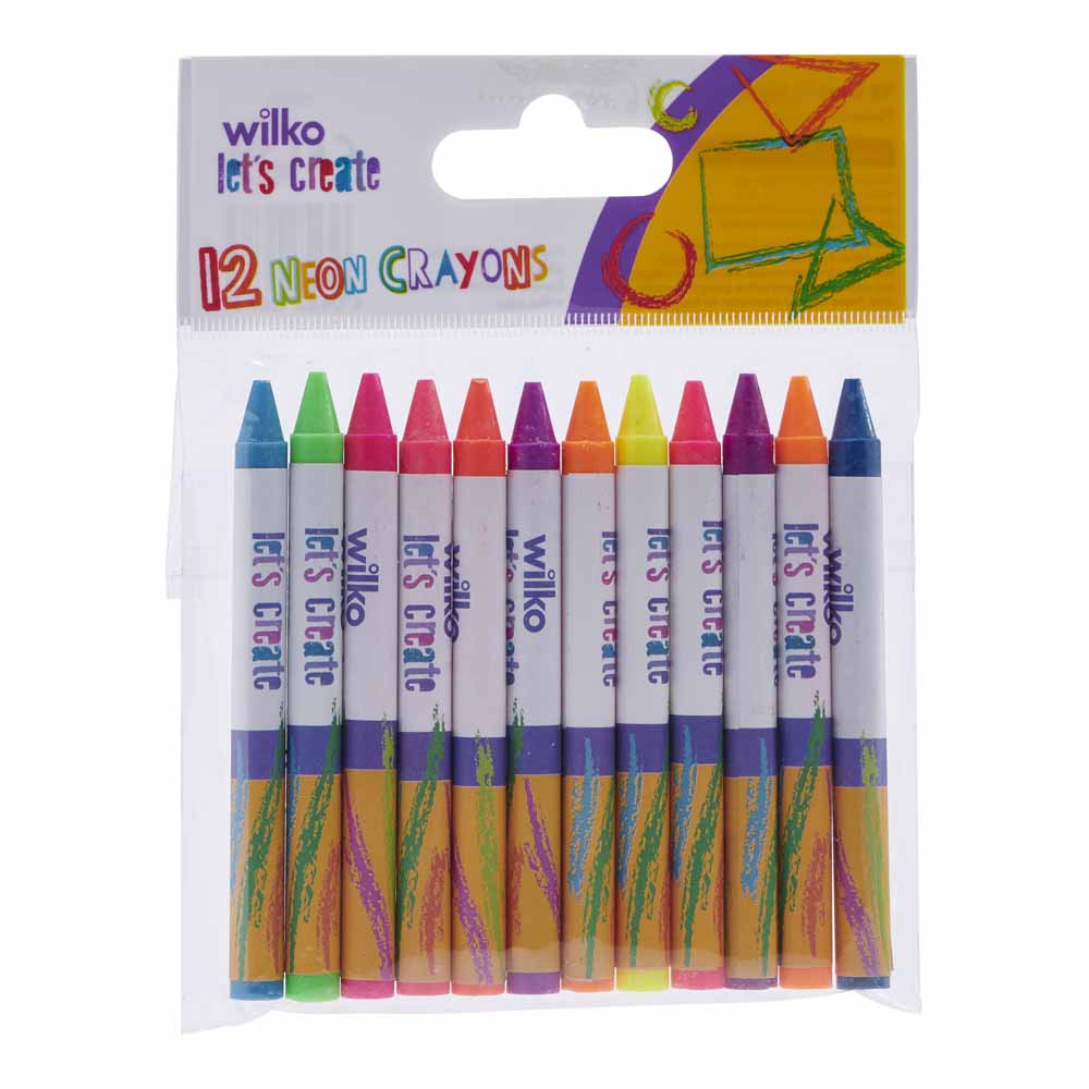Wilko Fluorescent Neon Crayons 12 pack Image