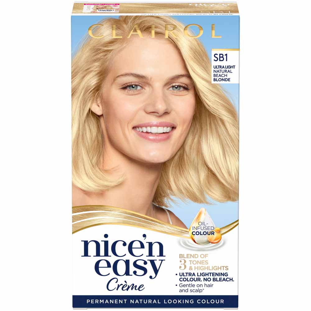 Clairol Nice'n Easy Permanent SB1 Ultra Light Natural Beach Blonde Hair Dye  | Wilko