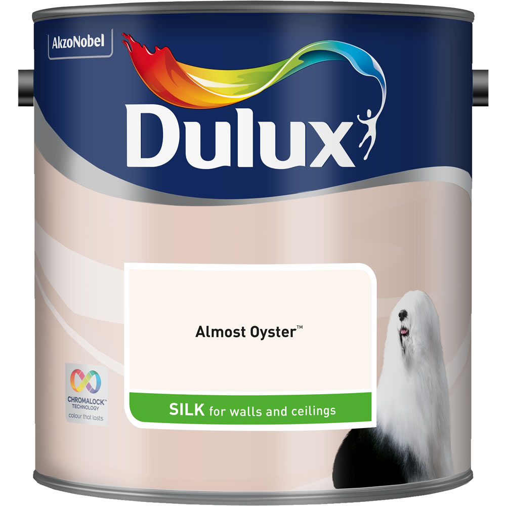 Dulux Almond Oyster Silk Emulsion Paint 2.5L Image 1