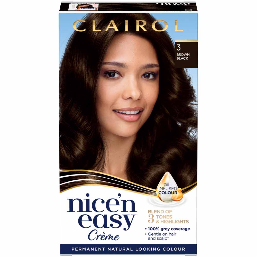 Clairol Nice'n Easy Brown Black 3 Permanent Hair Dye Image 1