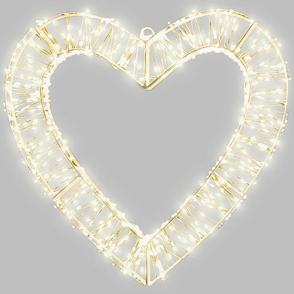 Xmas Haus Warm White LED Heart Shape Wreath 40cm Image 3
