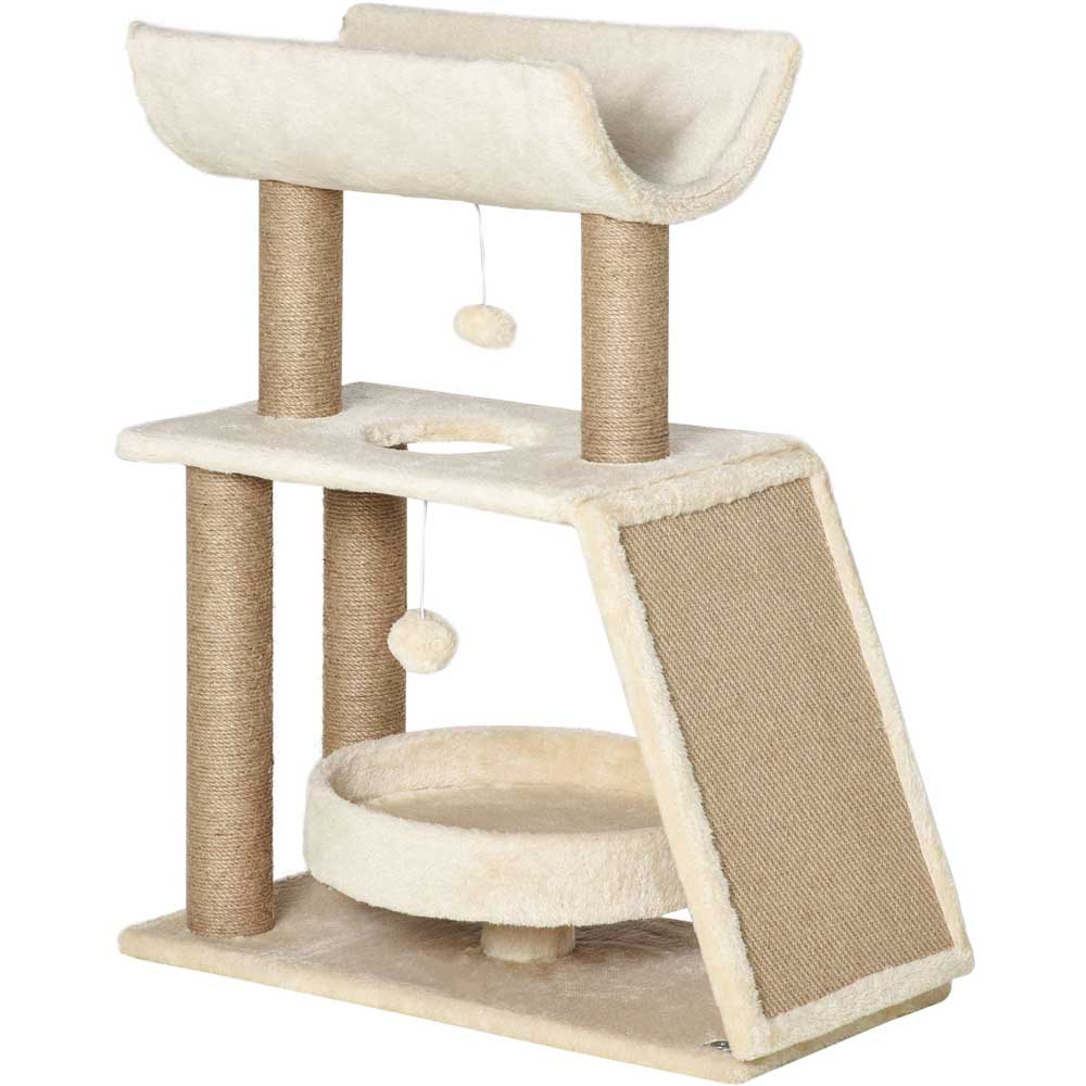 PawHut Brown Cat Tree Kitten Tower with Scratching Post Image 1