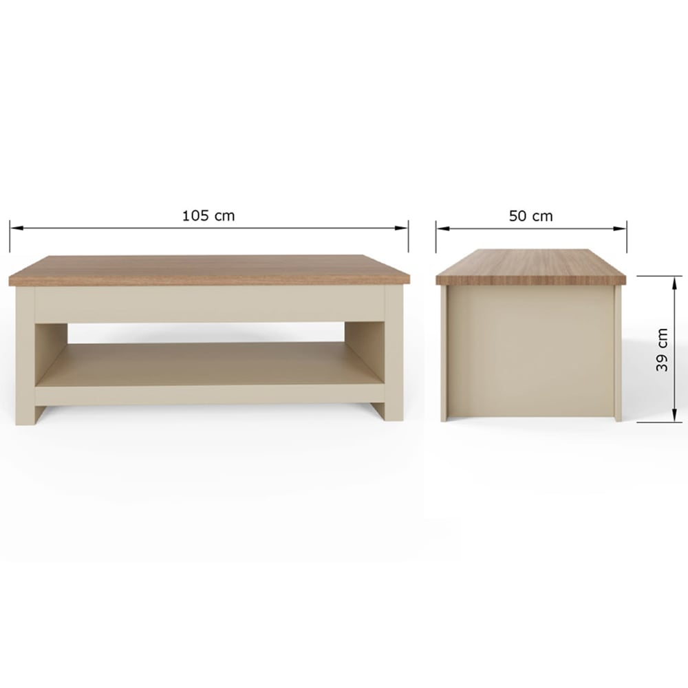 GFW Lancaster Cream Lift Up Coffee Table Image 9