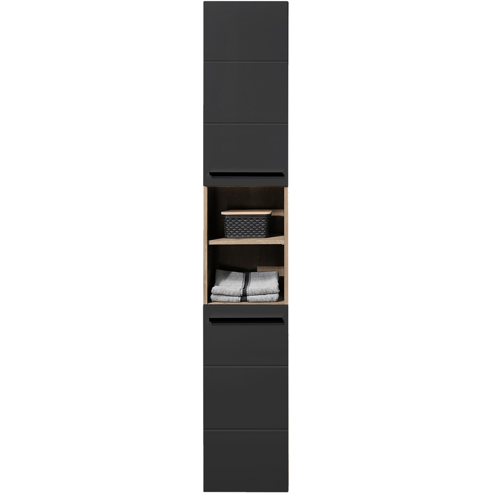 Julian Bowen Vista 2 Door Black and Viking Oak Tall Cabinet Image 3