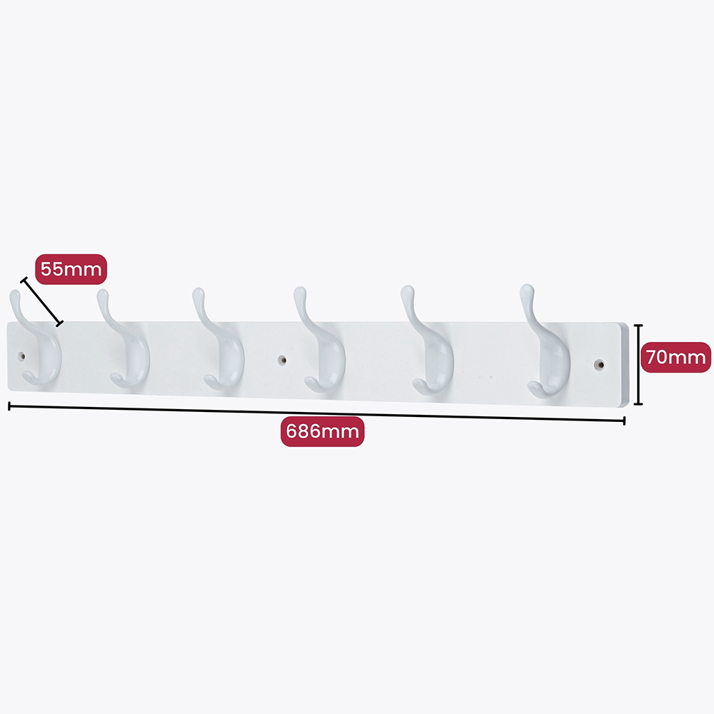 Headbourne White 6 Hook Coat Rail Image 5