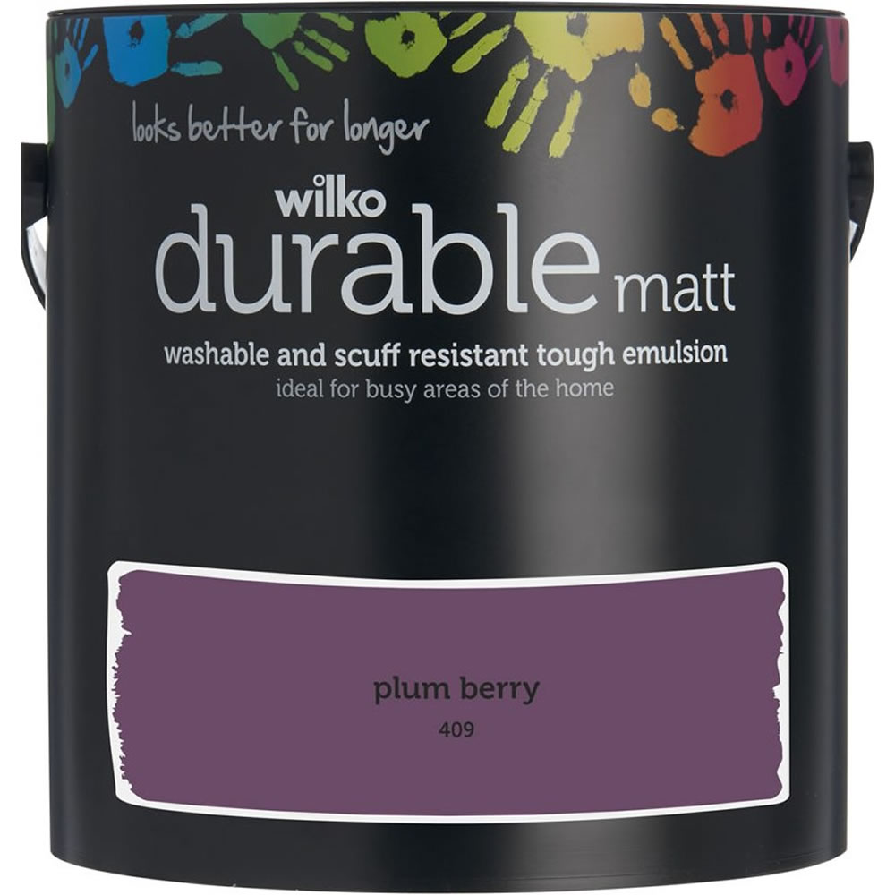 Wilko Durable Plum Berry Matt Emulsion Paint 2.5L Image 1
