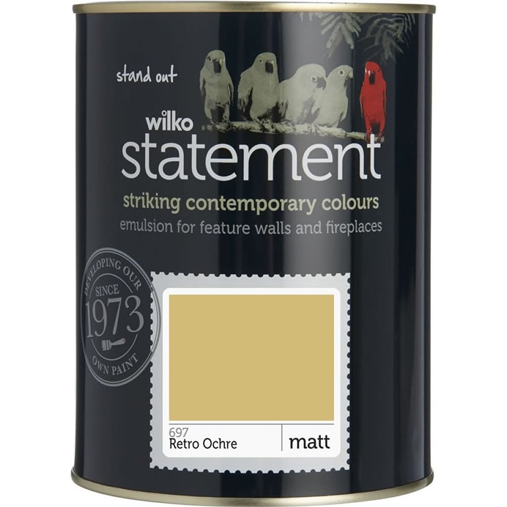 Wilko Statement Matt Emulsion Paint Retro Ochre 1.25L Wilko