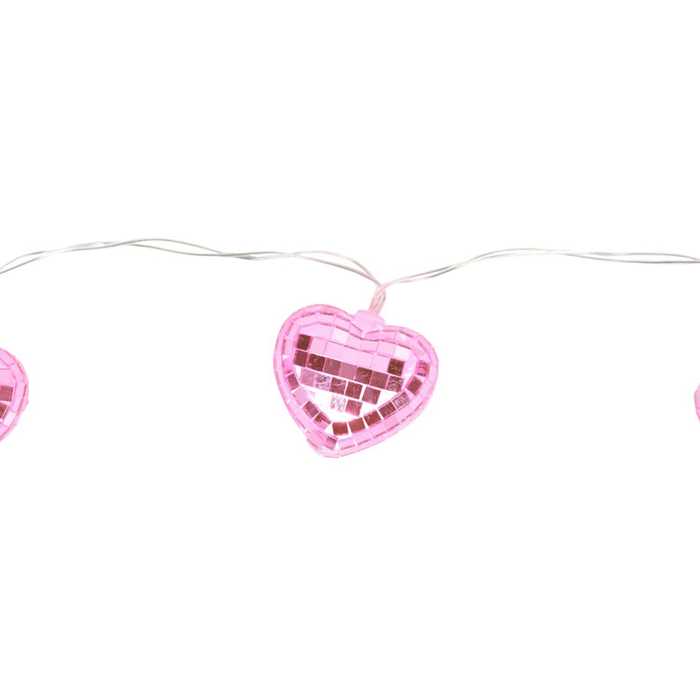 Disco Heart String Lights Pink Image 5