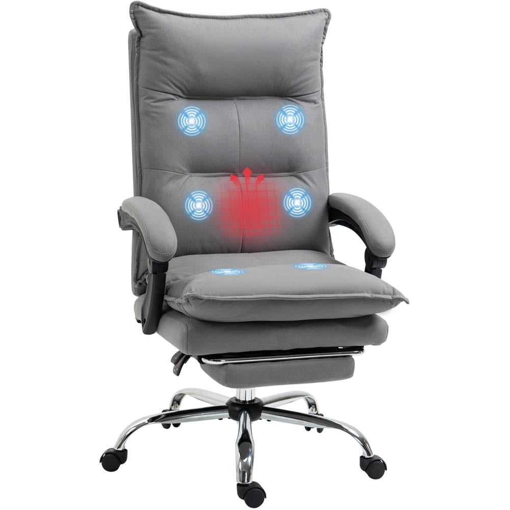 Portland Grey Microfibre Swivel Vibration Massage Office Chair Image 2
