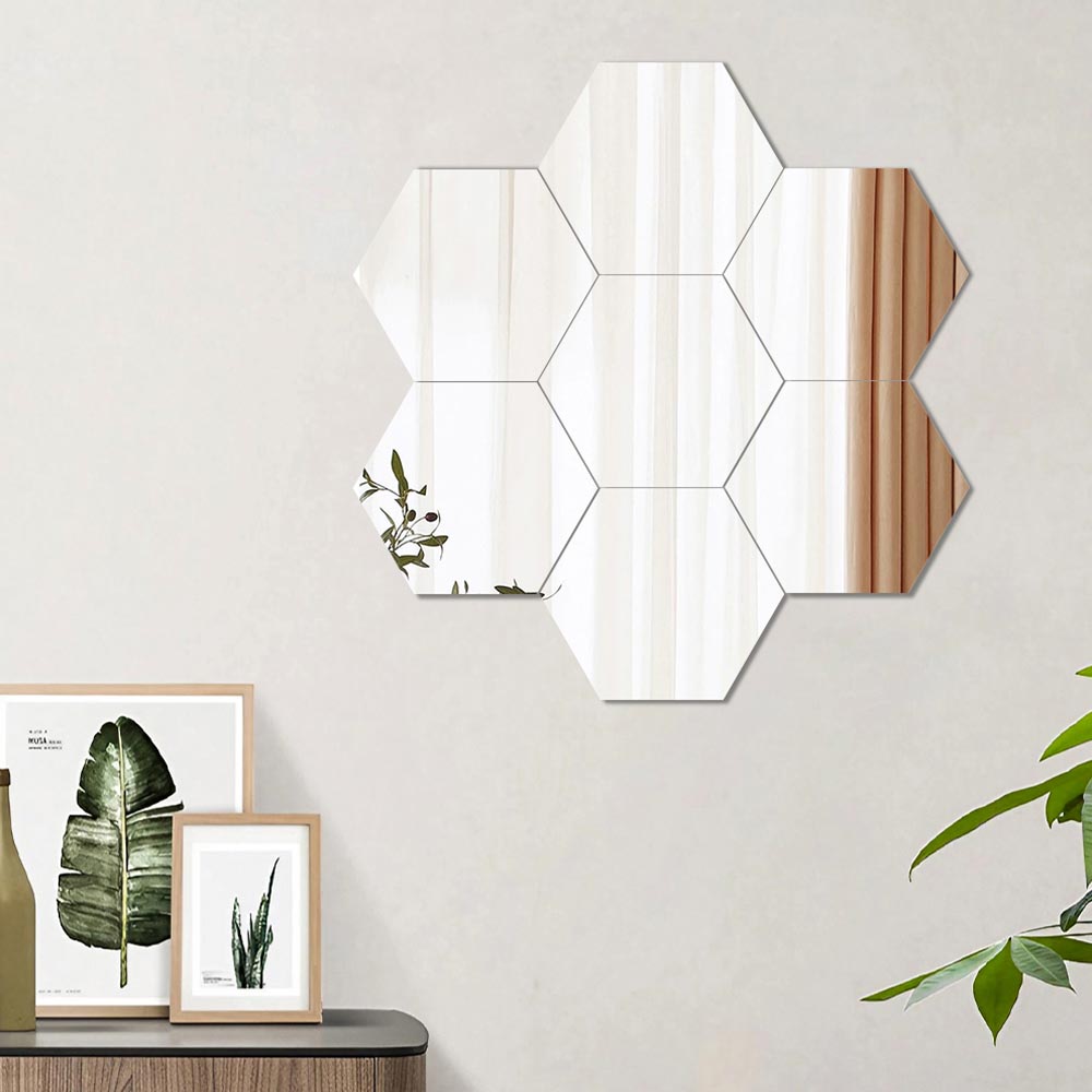 Living and Home DIY Hexagon Acrylic 36 Piece Mirror Wall Sticker Set Image 3