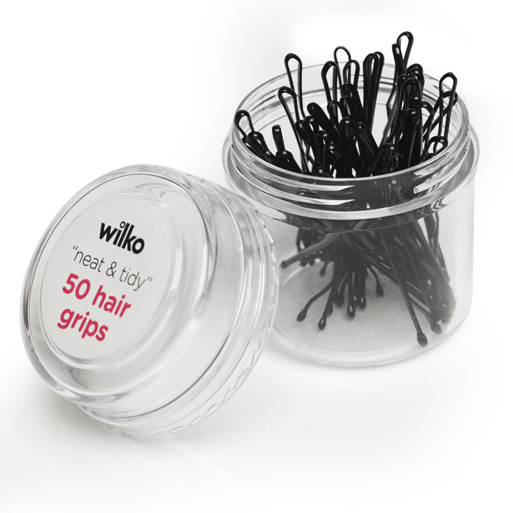 Wilko Medium Hair Grips Black 50 pack Image