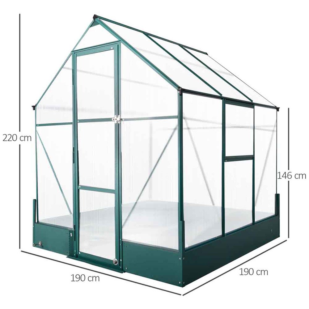 Outsunny Green Aluminium 6.2 x 6.2ft Walk In Greenhouse Image 9