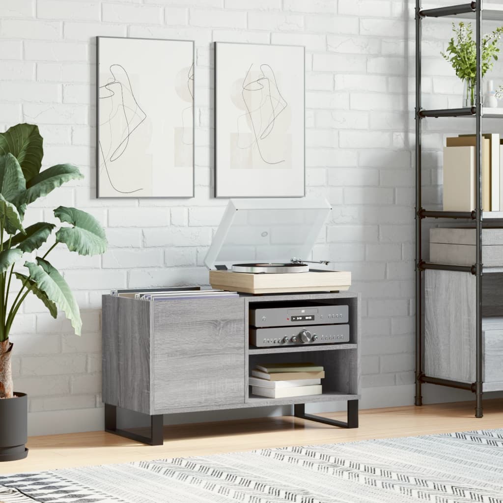 vidaXL 2 Shelf Grey Sonoma Record Cabinet Image 8