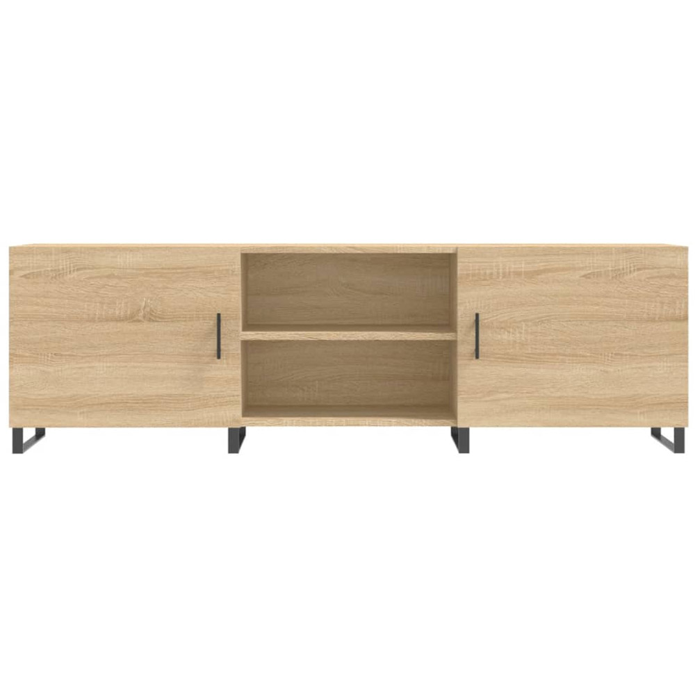 vidaXL 2 Door 2 Open Shelf Sonoma Oak TV Cabinet with Black Legs Image 5
