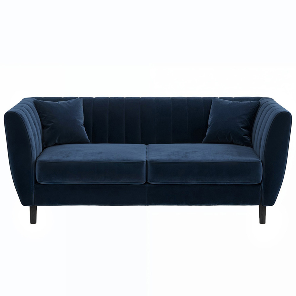 Solace+Co Remi 2 Seater Navy Mid Century Velvet Sofa Image 2
