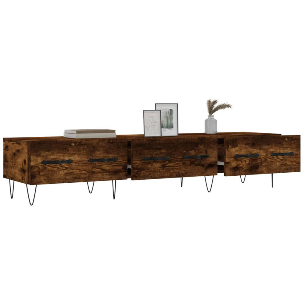 vidaXL 3 Drawer Brown TV Cabinet with Metal Legs Image 4