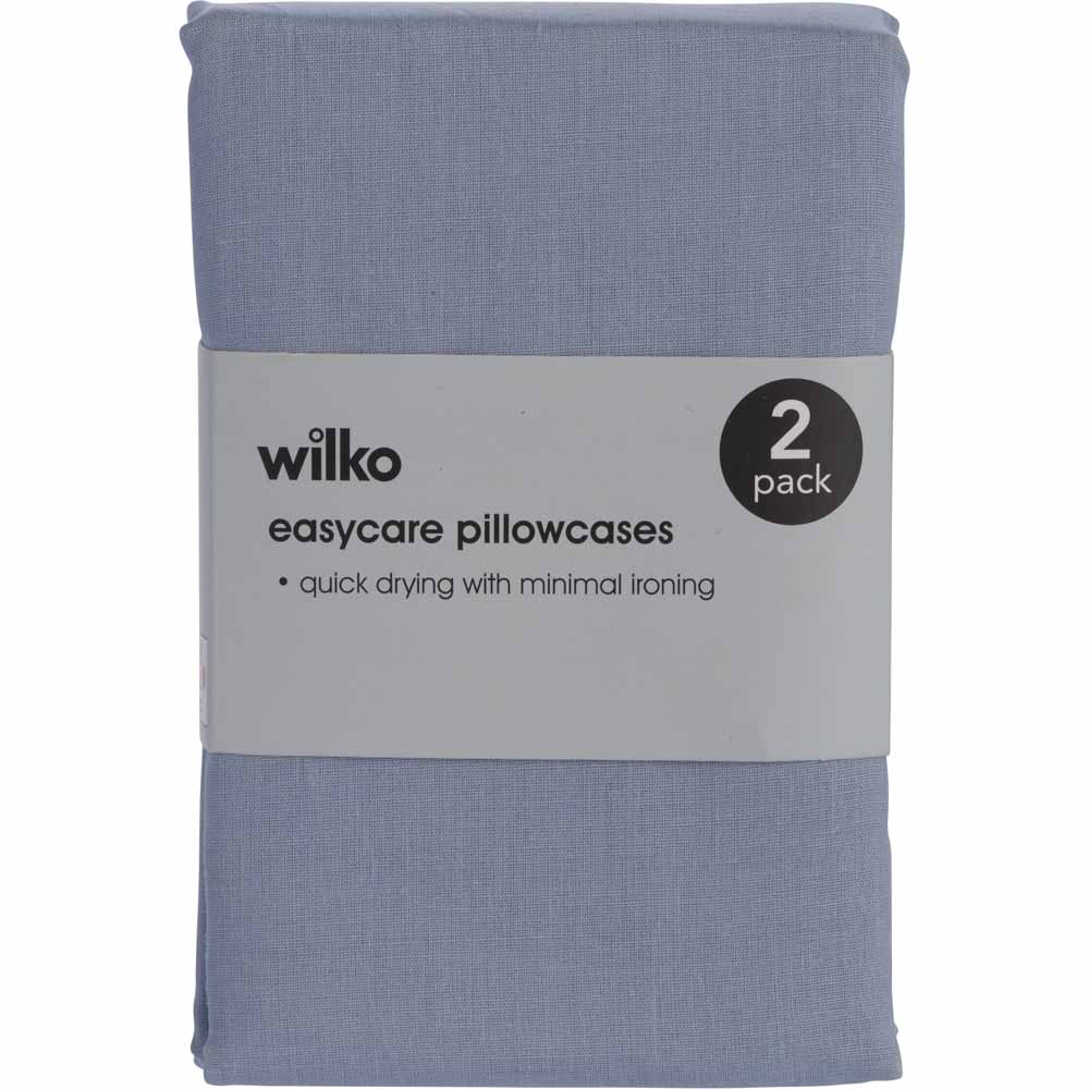 Wilko Blue Fog Housewife Pillowcases 2 Pack Wilko