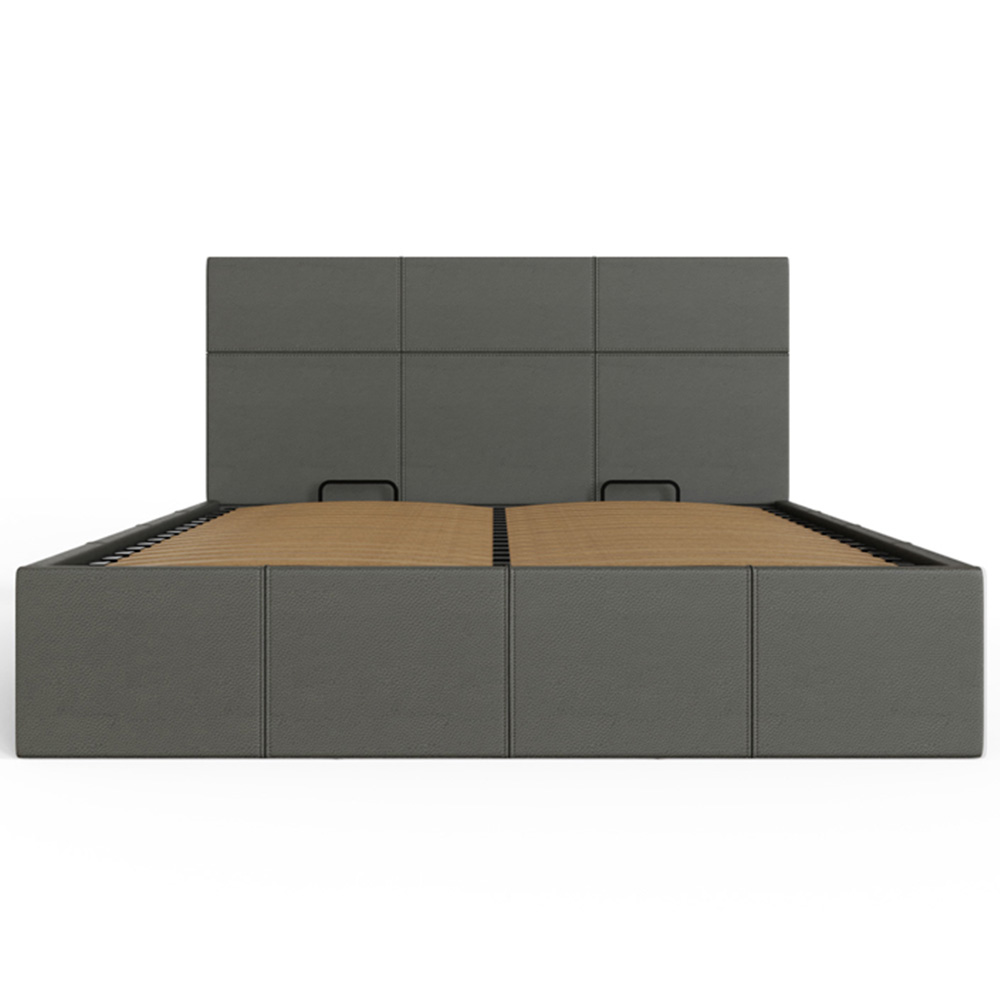 GFW King Size Grey Faux Leather Side Lift Ottoman Bed with Bonnell Mattress Image 5