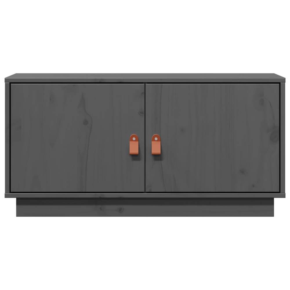 vidaXL 2 Door Grey Solid Pine Wood TV Cabinet Image 3