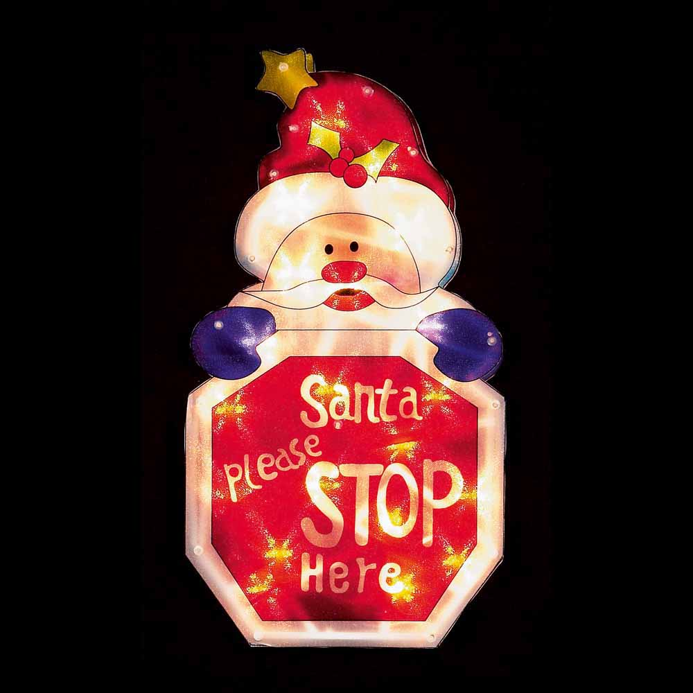 Premier 45 x 24cm Santa Please Stop Window Light Wilko