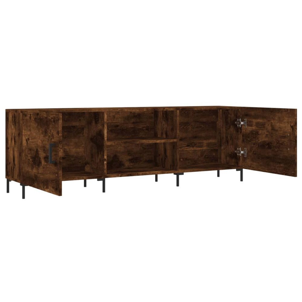 vidaXL 2 Door 2 Open Shelf Smoked Oak TV Cabinet with Metal Legs Image 6