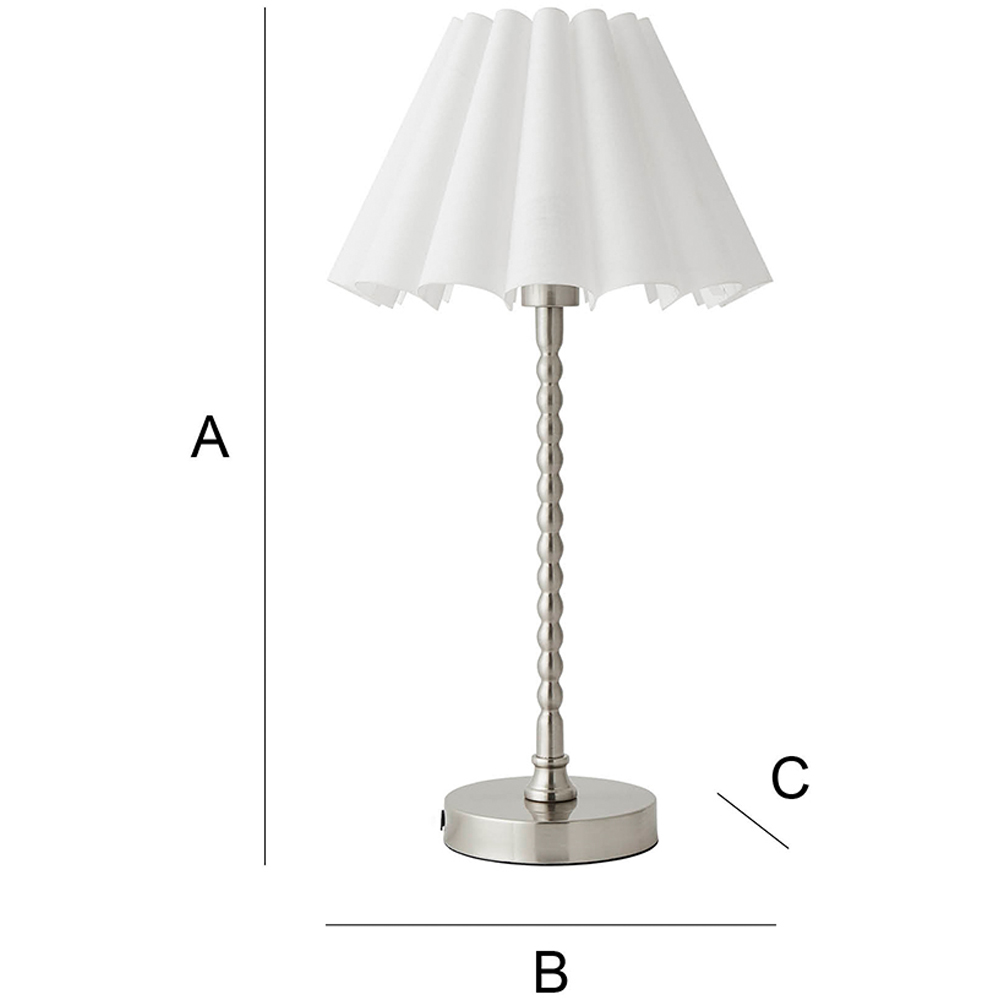 ValueLights Maeve White and Chrome Scallop Pleated Tapered Shade Bobbin Bobble Table Lamp and Bulb Image 7