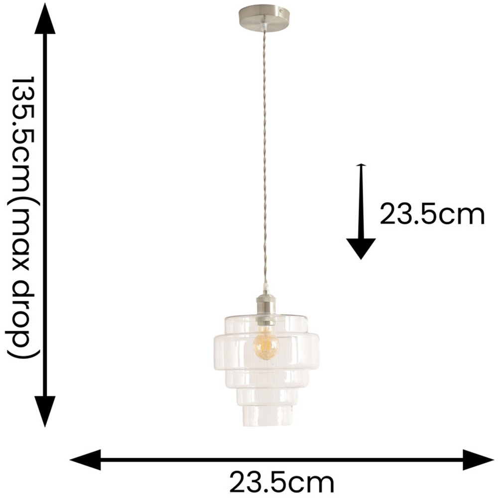 ValueLights Lane 5 Tier Clear Glass Shade Brushed Chrome Single LED Ceiling Pendant Light Image 6