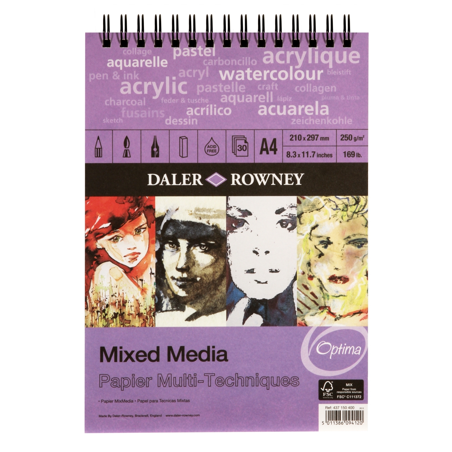 Daler-Rowney Mixed Media Spiral Pad - A4 Image