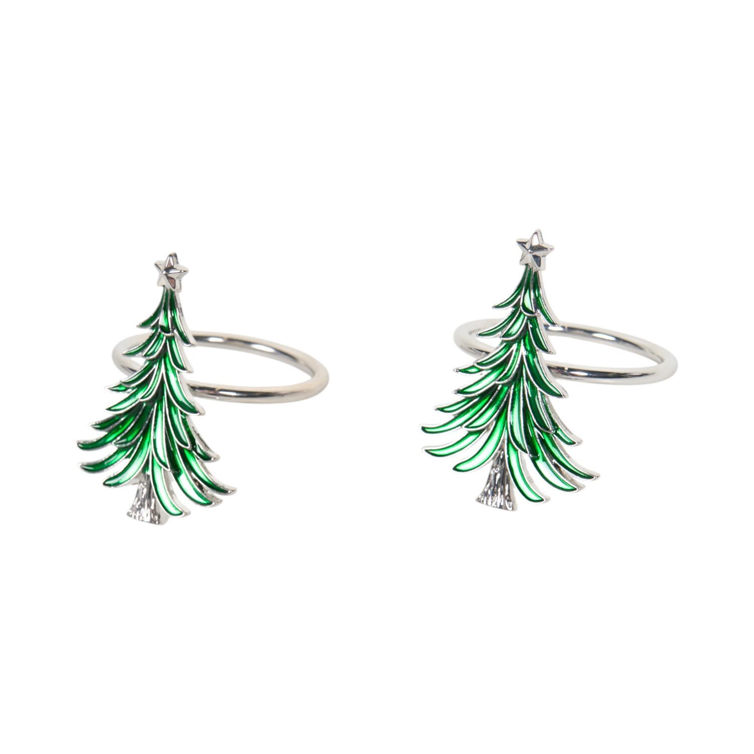 Pack of 2 Christmas Tree Napkin Rings Green Image 3