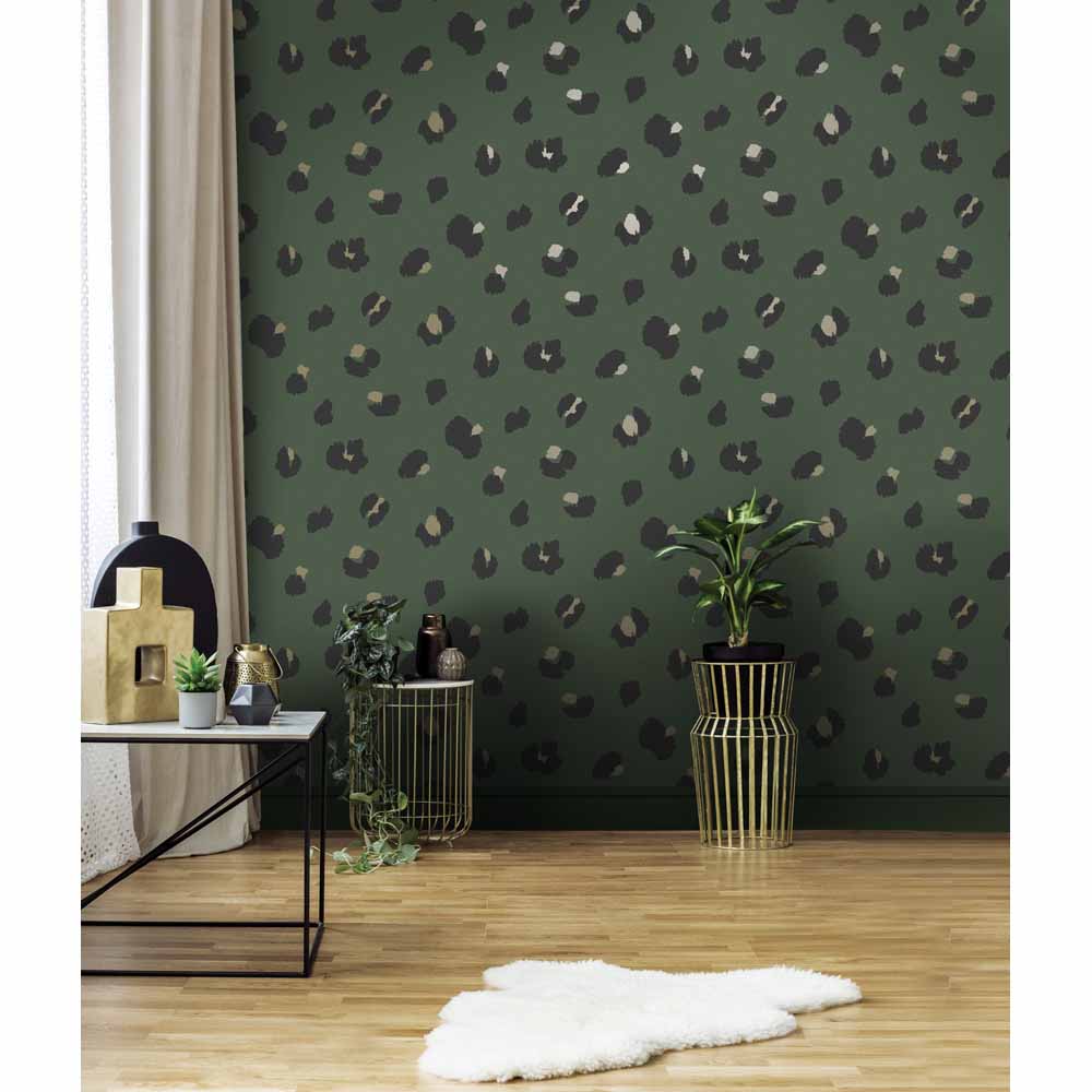 Holden Decor Large Leopard Spot Green Wallpaper Image 3