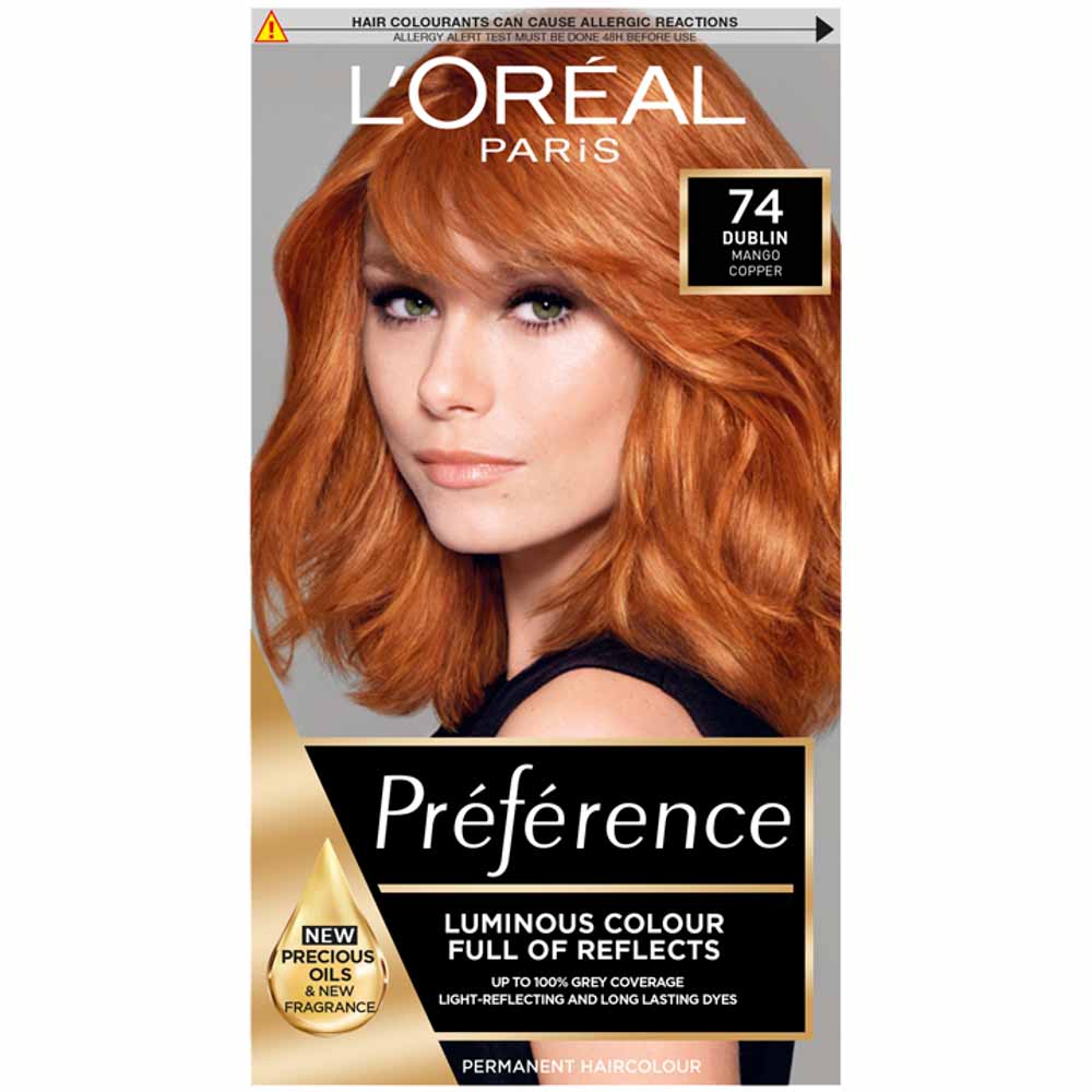 L'Oreal Paris Preference 74 Dublin Mango Copper Permanent Hair Dye Image 1