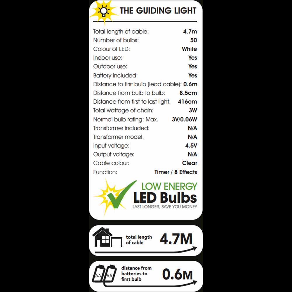 Wilko Battery Operated White LED Timer Lights 50 pack Image 2