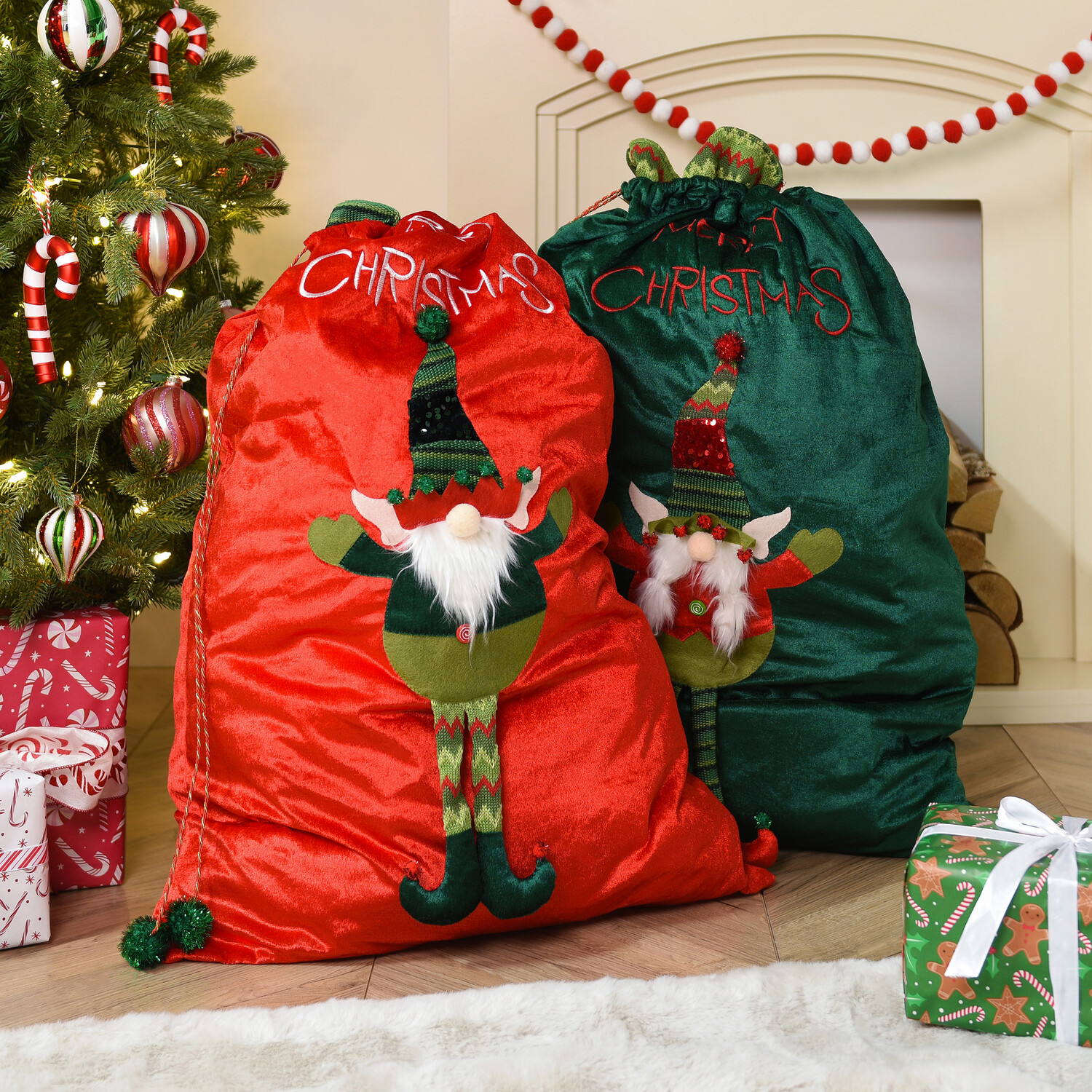 Novelty Gonk Present Sack - Red or Green Image 2