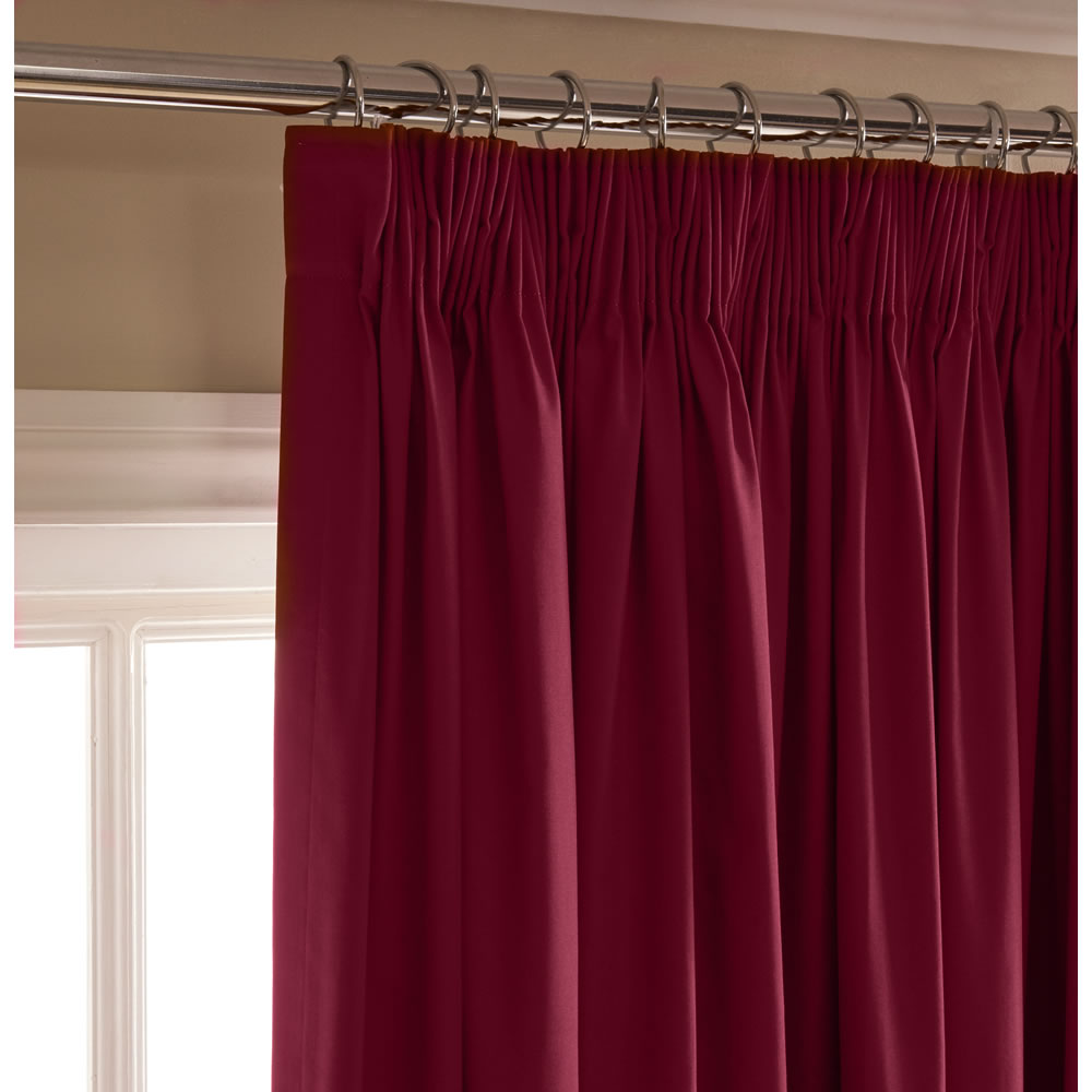 Wilko Red Thermal Blackout Pencil Pleat Curtains 228 W x 228cm D Image 2
