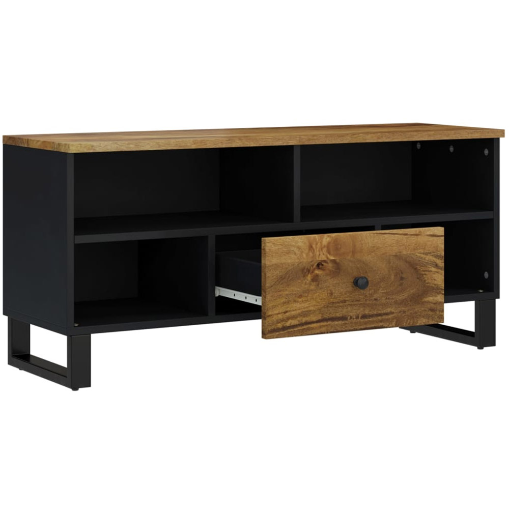 vidaXL Single Drawer 4 Open Shelf Honey Brown Solid Wood Mango TV Cabinet Image 3